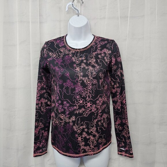 Cuddl Duds Top Black Pink Unicorn Casual Fairy Goth Punk L - Picture 1 of 9